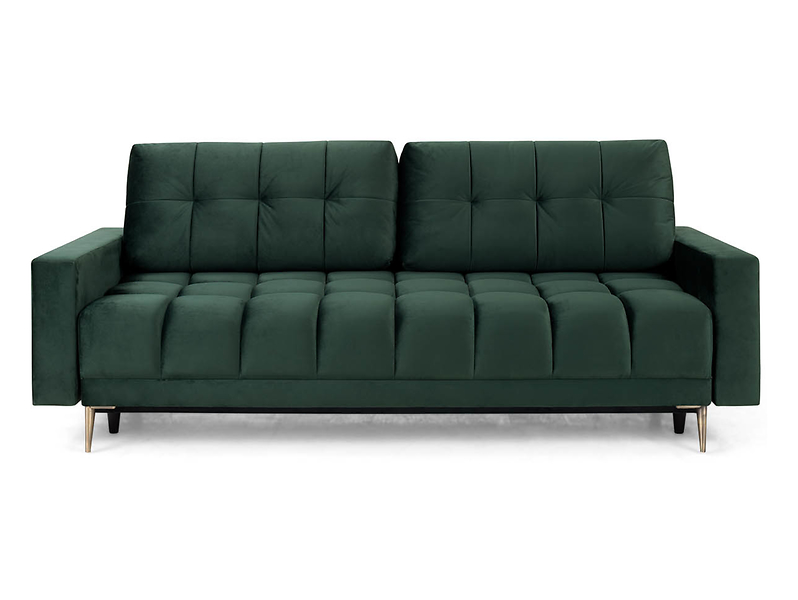 sofa trzyosobowa Belmira rozkładana z pojemnikiem welurowa zielona, 599277
