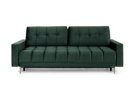 sofa trzyosobowa Belmira rozkładana z pojemnikiem welurowa zielona