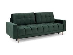sofa trzyosobowa Belmira rozkładana z pojemnikiem welurowa zielona