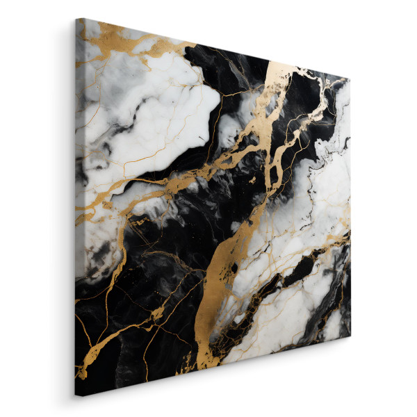 Obraz Czarno-Biały Marmur Z Elementami Złota 30x30cm, 610241