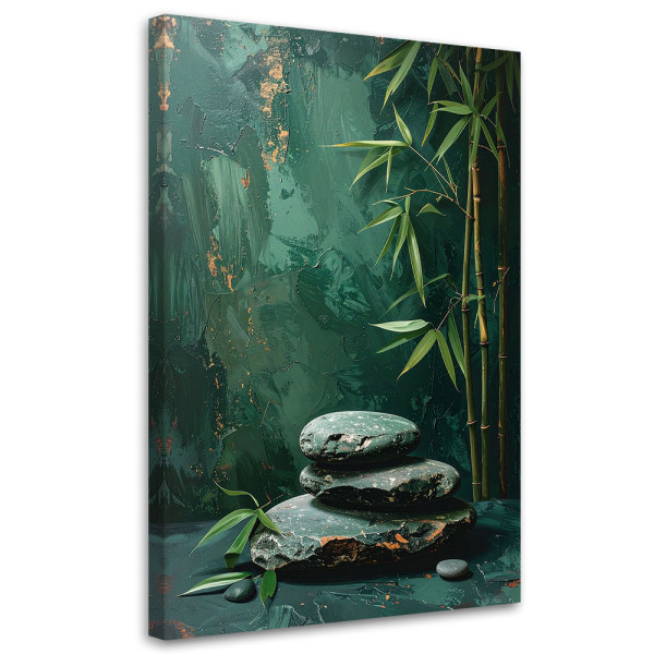 Obraz do salonu sypialni kuchni, Kamienie zen spa liście bambusa 80x120, 6120865