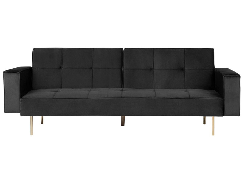 Sofa rozkładana welurowa czarna VISNES, 612631