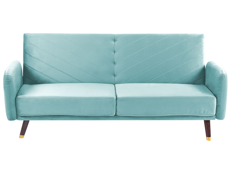 Sofa rozkładana welurowa jasnoniebieska SENJA, 612680
