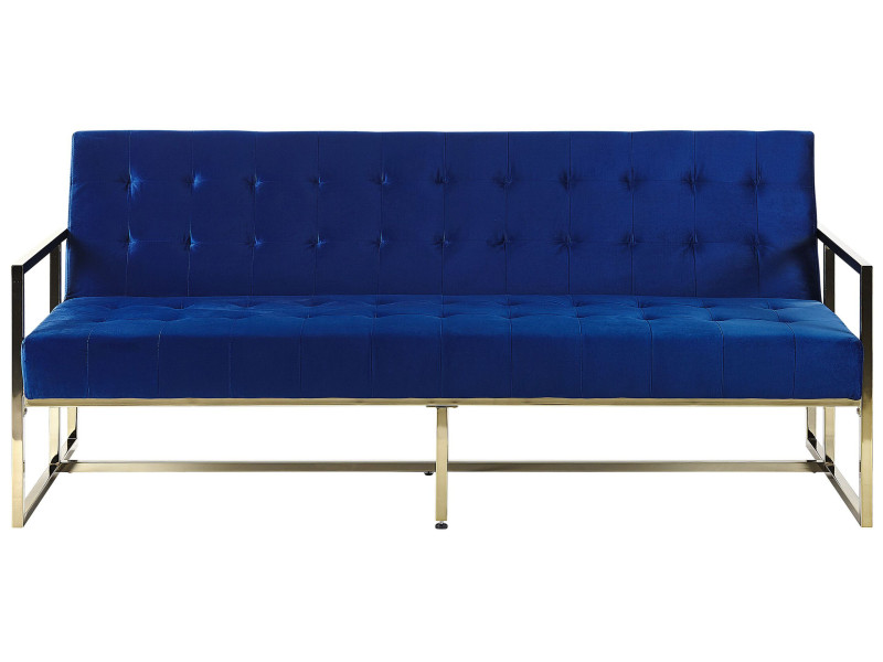 Sofa rozkładana welurowa ciemnoniebieska MARSTAL, 612722