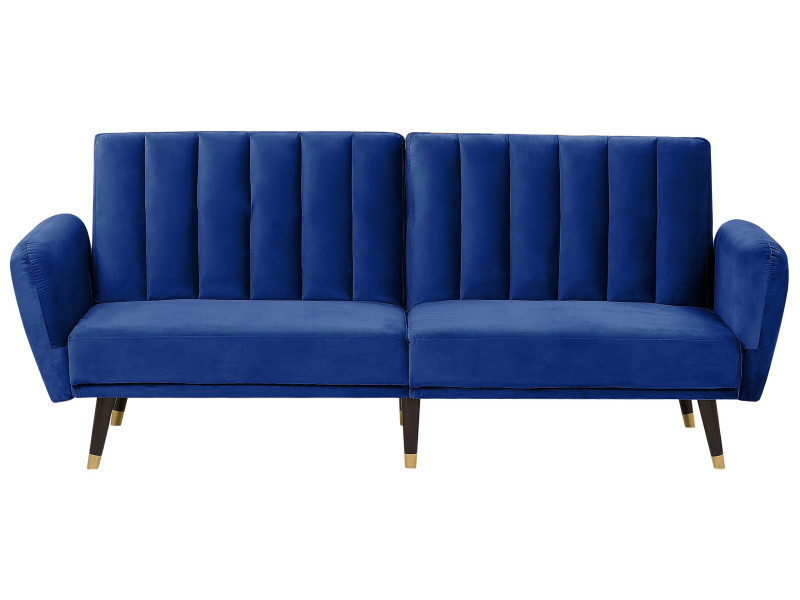 Sofa rozkładana welurowa ciemnoniebieska VIMMERBY, 613111