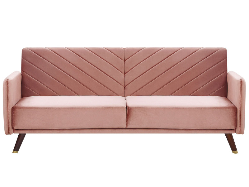Sofa rozkładana welurowa różowa SENJA, 613195
