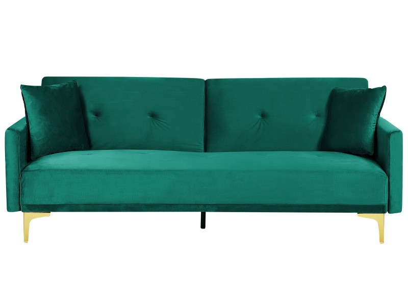 Sofa rozkładana welurowa zielona LUCAN, 613222