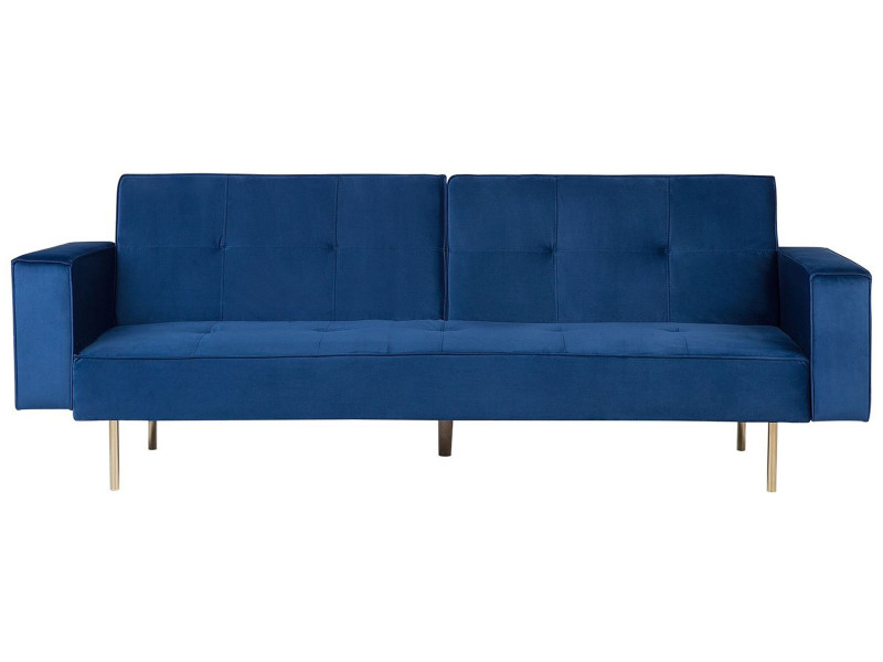Sofa rozkładana welurowa niebieska VISNES, 613285