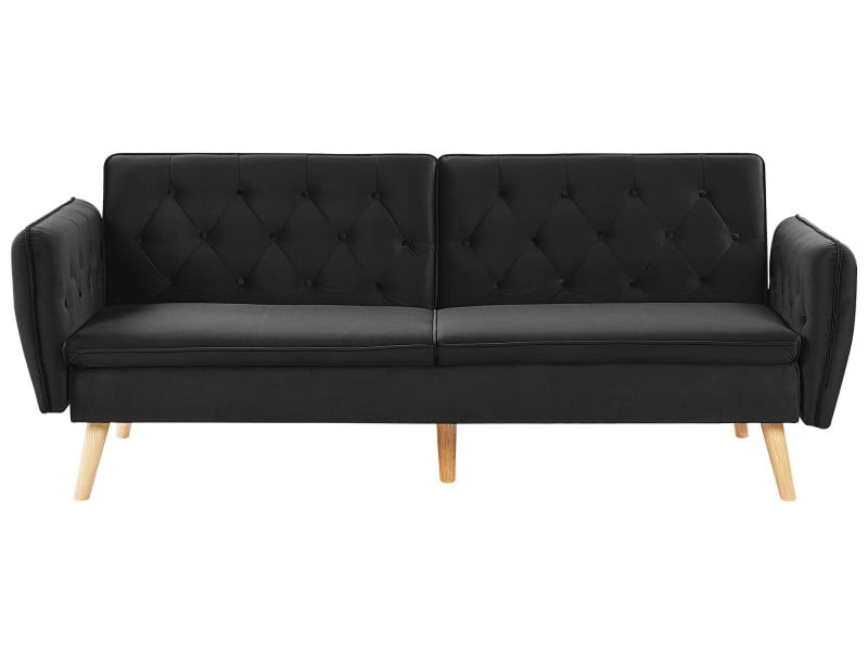 Sofa tapicerowana rozkładana czarna, 613422