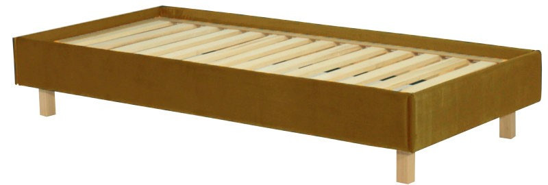ONE - musztardowe łóżko jednoosobowe tapicerowane 90x200, 613681