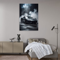 Obraz do biura salonu pokoju młodzieżowego, Samochód sportowy szary 30x45