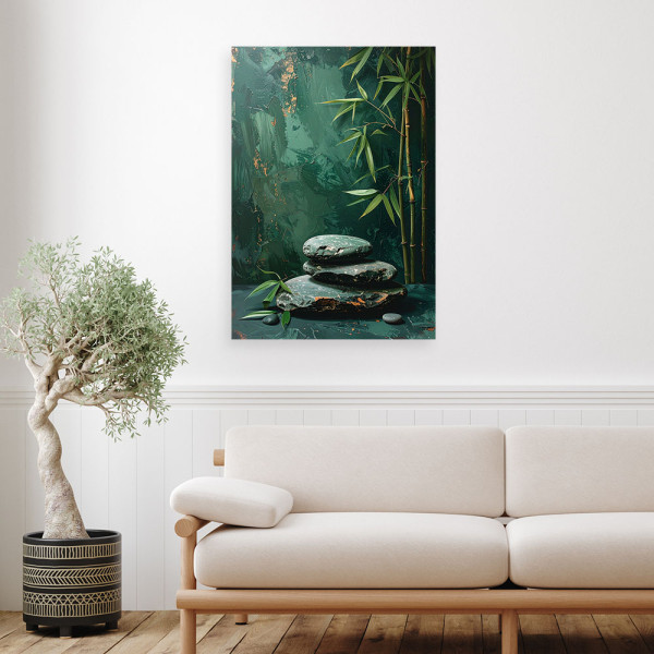 Obraz do salonu sypialni kuchni, Kamienie zen spa liście bambusa 20x30, 6157583