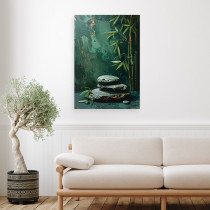 Obraz do salonu sypialni kuchni, Kamienie zen spa liście bambusa 20x30