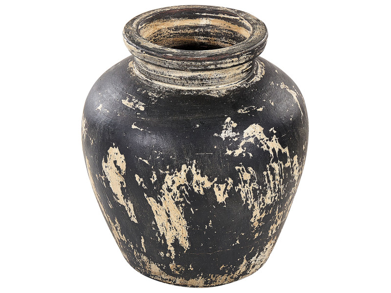Dekoracyjny wazon z terakoty czarno-beżowy, 616022