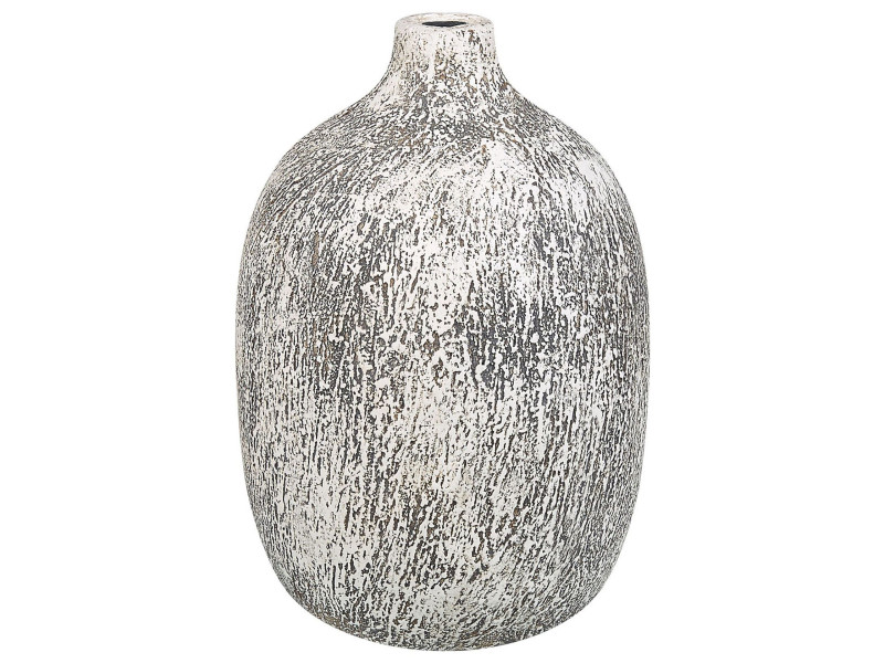 Dekoracyjny wazon z terakoty szaro-biały, 616294