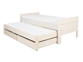 Łóżko 90x200 podwójne spanie LEO, kolor bielony + stelaż