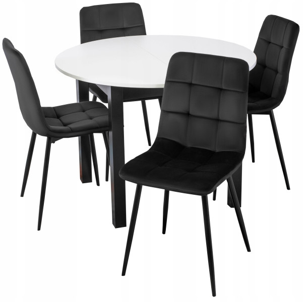 Zestaw stół i krzesła HARRY i 4 krzesła PERU Czarne, 621183