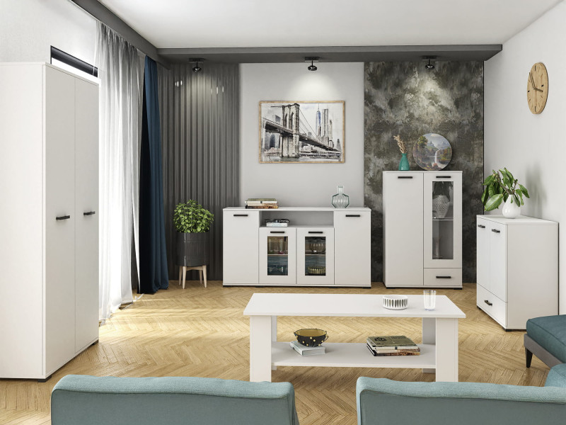 Komoda FELIX 1 biała 90 cm nowoczesna z szufladą i drzwiami, 6250001