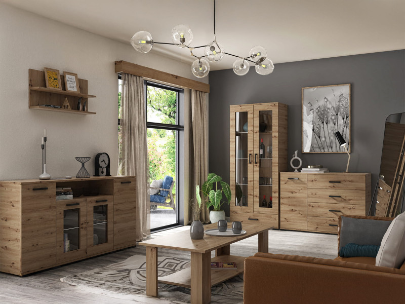 Komoda FELIX 1 dąb artisan 90 cm z szufladą i drzwiczkami, 6250425