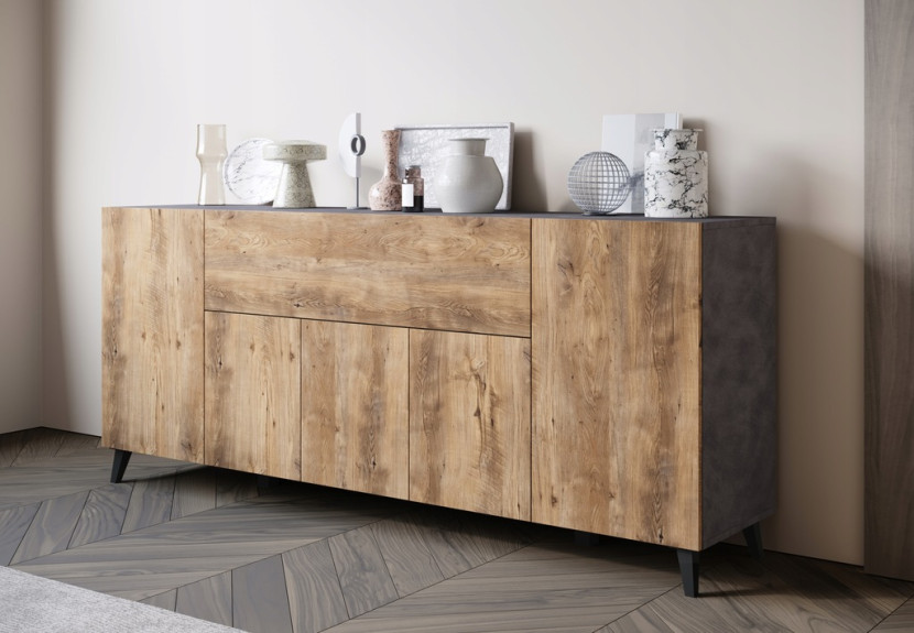 Nowoczesna komoda 180cm do salonu na nóżkach antracyt matera, kszatan, 6256797