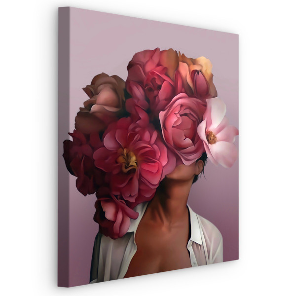 Obraz Portret Kobiety z Kolorowymi Kwiatami 20x30cm, 630970