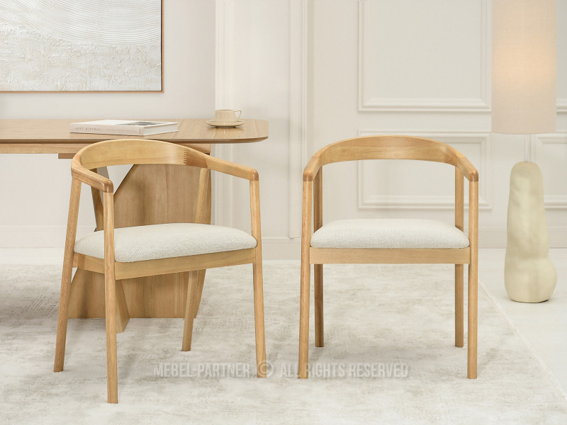 Designerskie krzesło dębowe z tapicerowanym siedziskiem beżowy NORIN, 6335517