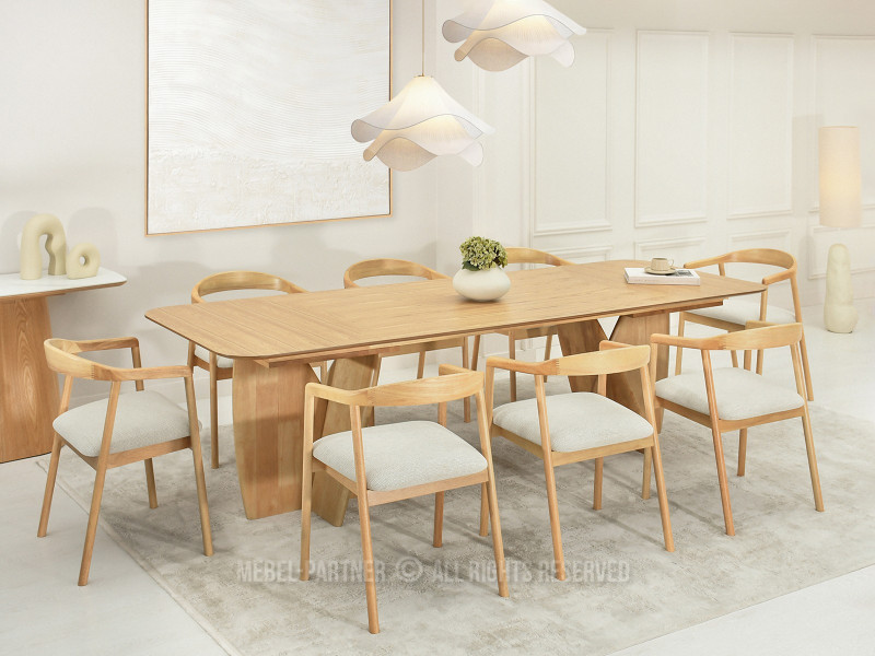 Designerskie krzesło dębowe z tapicerowanym siedziskiem beżowy NORIN, 6335519