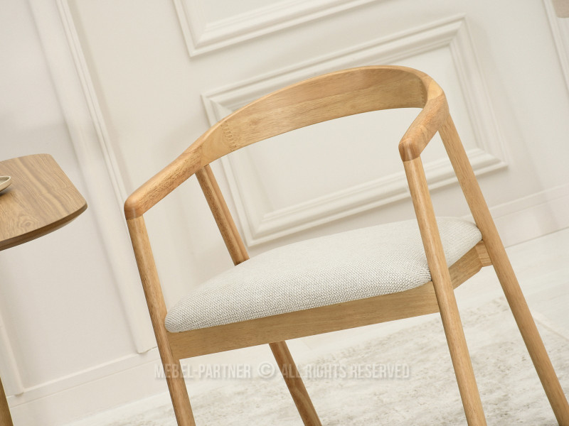 Designerskie krzesło dębowe z tapicerowanym siedziskiem beżowy NORIN, 6335520