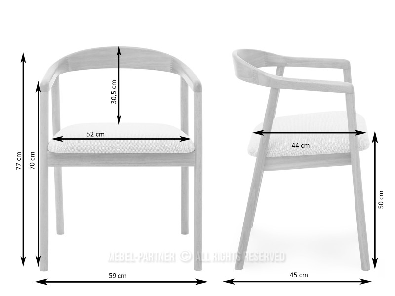 Designerskie krzesło dębowe z tapicerowanym siedziskiem beżowy NORIN, 6335526