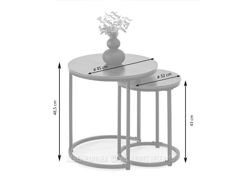 Stylowy zestaw stolików 2w1 do salonu orzech Karel S z bazą czarną, 6342447