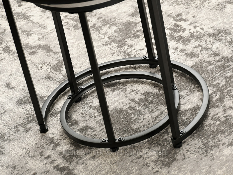 Zestaw eleganckich stolików do kawy 2w1 z betonu Karel S czarna noga, 6342488