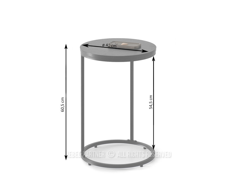 Okrągły stolik pomocniczy 40 cm orzech złoty COLIN do wsuwania pod sofę, 6367548