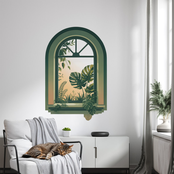 Naklejka dziura 3D zielone okno efekt dziury 66x100, 6368173
