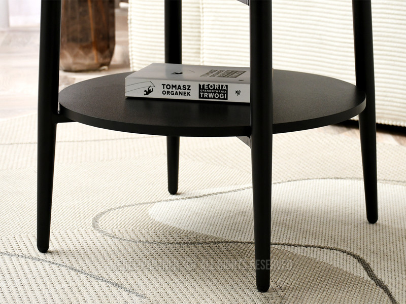 Stolik kawowy okragły 60 cm czarny marmur, podstawa czarny RENNE-S, 6378288