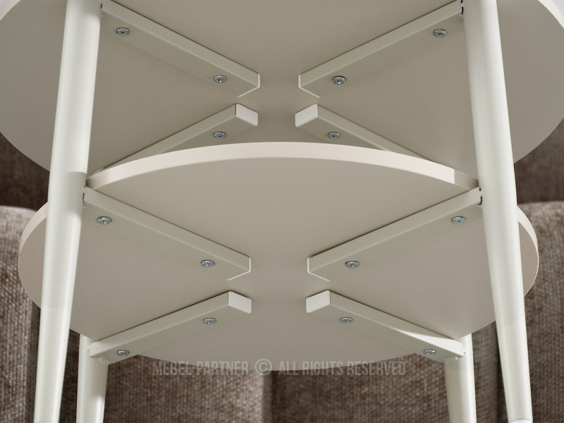 Elegancki stolik kawowy 60 cm kremowy z półką okrągły RENNE-S, 6378385
