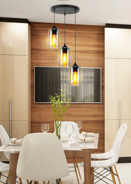 Lampa wisząca czarno-bursztynowy BISTRO 3xE27x40W Candellux, 6431410