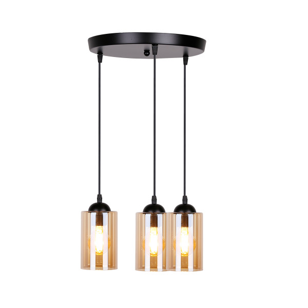 Lampa wisząca czarno-bursztynowy BISTRO 3xE27x40W Candellux, 6431412