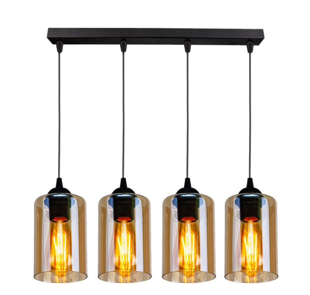Lampa wisząca czarno-bursztynowy BISTRO 4xE27x40W Candellux, 6431645