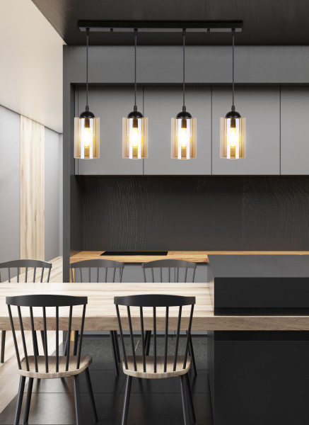 Lampa wisząca czarno-bursztynowy BISTRO 4xE27x40W Candellux, 6431646