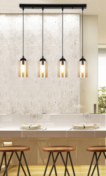 Lampa wisząca czarno-bursztynowy BISTRO 4xE27x40W Candellux, 6431647