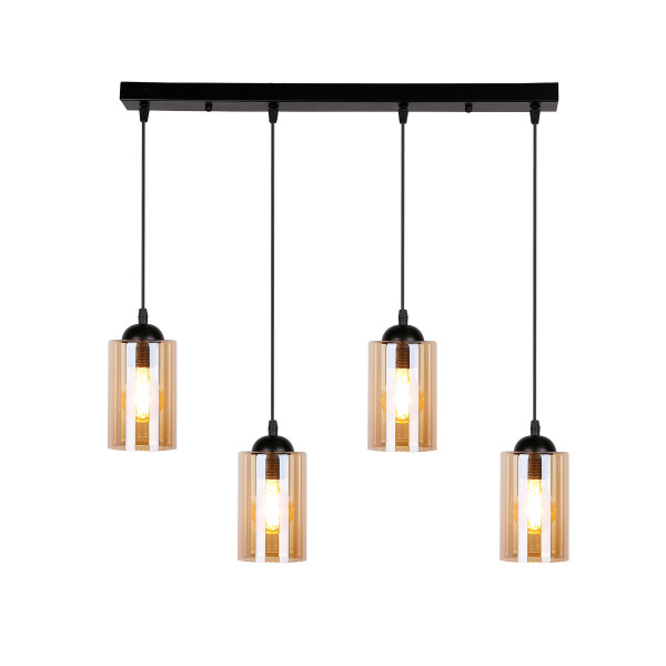 Lampa wisząca czarno-bursztynowy BISTRO 4xE27x40W Candellux, 6431648