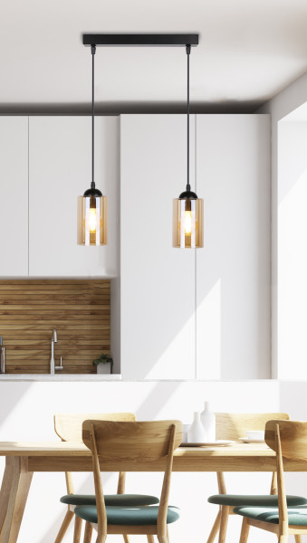 Lampa wisząca czarno-bursztynowy BISTRO 2xE27x40W Candellux, 6431795
