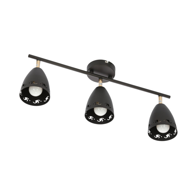 Lampa sufitowa czarno-złota COTY 3xE14x40W wym: 20x70x10 cm Candellux, 6431998