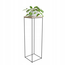 Stolik pomocniczy Druciany Kwietnik 30x30x100 Loft Czarny+Dąb Artisan