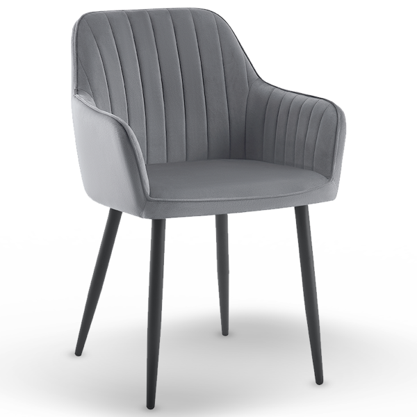 Krzesło tapicerowane velvet szare MARIA3 paski loft glamour do salonu, 6455339