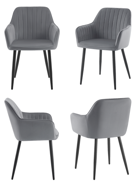 Krzesło tapicerowane velvet szare MARIA3 paski loft glamour do salonu, 6455340