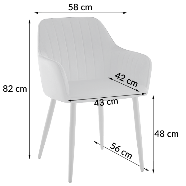Krzesło tapicerowane velvet szare MARIA3 paski loft glamour do salonu, 6455344