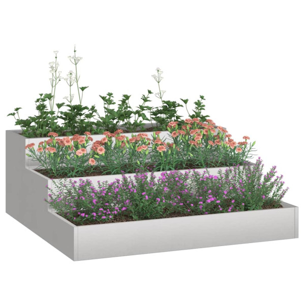 Donica Ogrodowa Doniczka Stalowa Srebrna 90 x 90 x 35 cm, 6507121
