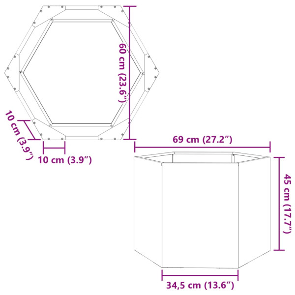 Donica Ogrodowa Czarna Stalowa Doniczka 69x60x45 cm, 6509055