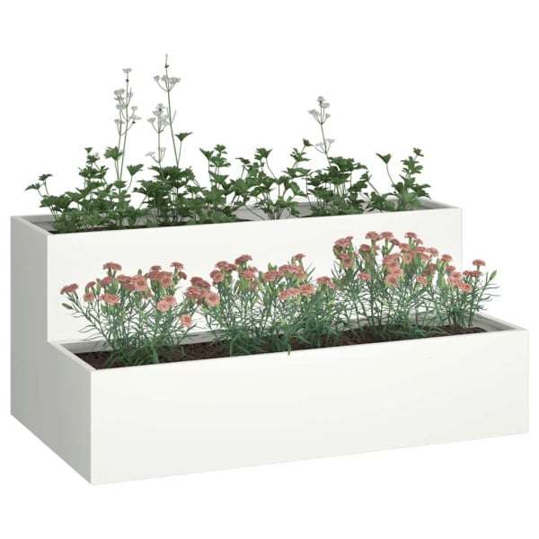 Donica Ogrodowa Biała Stal Doniczka 100 x 60 x 45 cm, 6509951